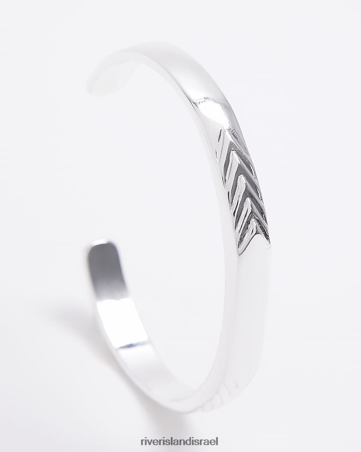 אביזרים River Island צמיד חפת עם חריטה בצבע כסף גברים BDZ4085894