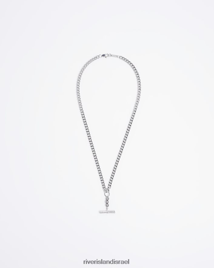 אביזרים River Island שרשרת פירוט סרגל צבע כסף גברים BDZ4085896