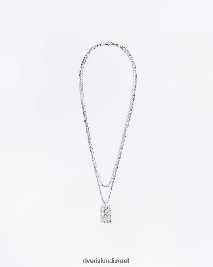 אביזרים River Island שרשרת תג צבע יהלומים כסף גברים BDZ4085899