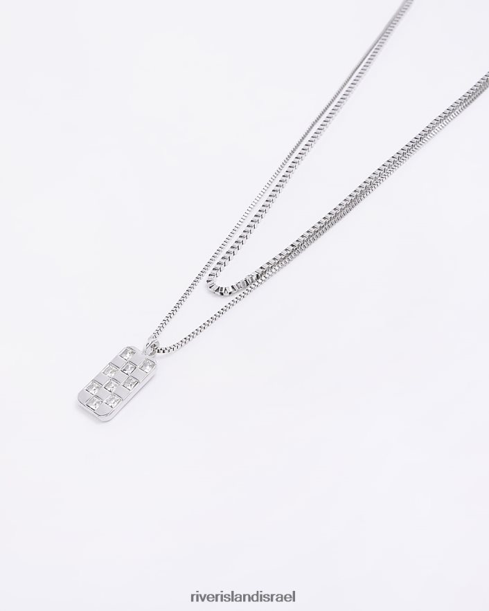 אביזרים River Island שרשרת תג צבע יהלומים כסף גברים BDZ4085899