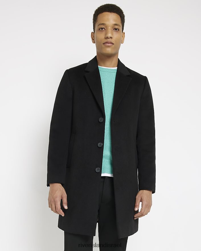 לבוש River Island מעיל על חזה חד שָׁחוֹר גברים BDZ4085900