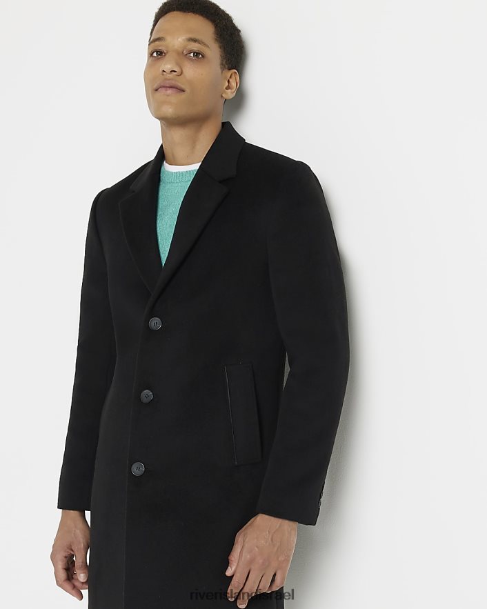 לבוש River Island מעיל על חזה חד שָׁחוֹר גברים BDZ4085900