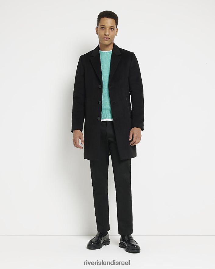 לבוש River Island מעיל על חזה חד שָׁחוֹר גברים BDZ4085900