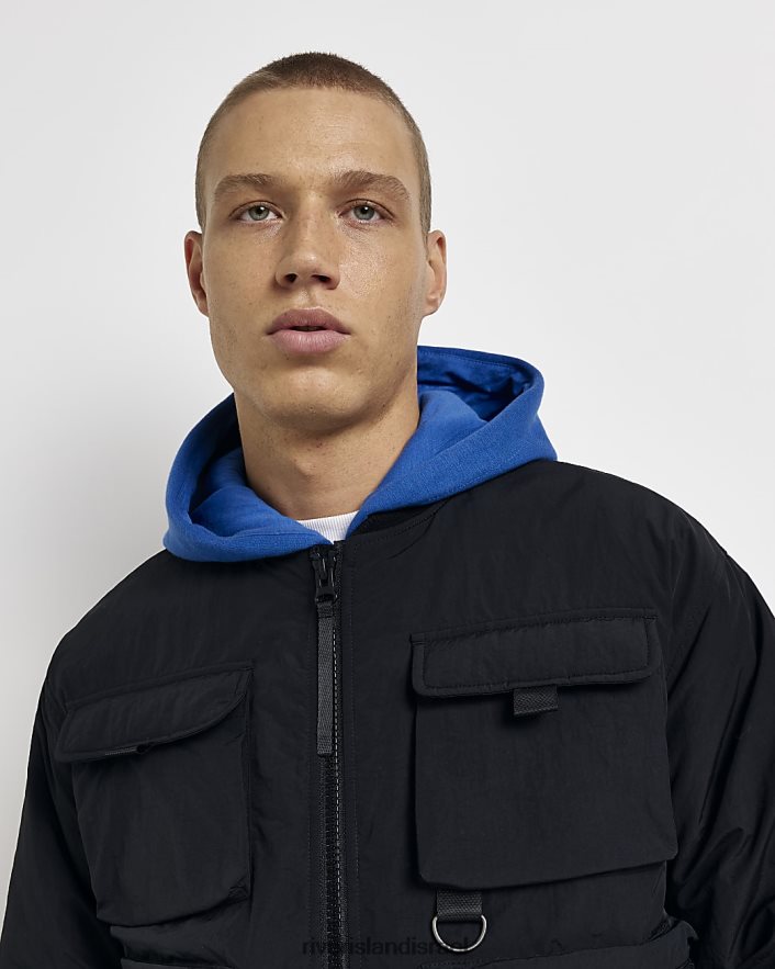 לבוש River Island ז'קט רב כיסים בכושר רגיל שָׁחוֹר גברים BDZ4085909