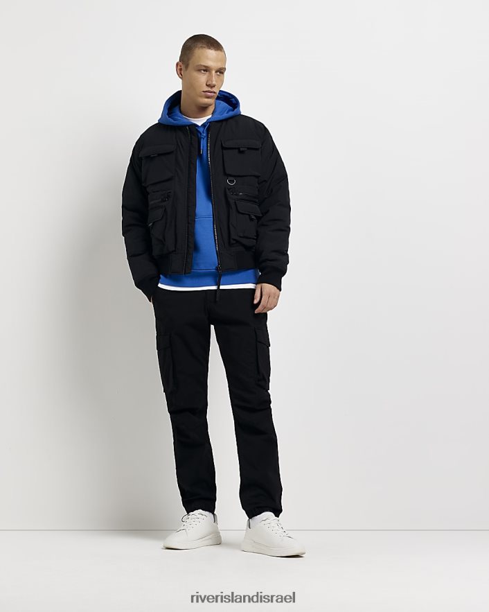 לבוש River Island ז'קט רב כיסים בכושר רגיל שָׁחוֹר גברים BDZ4085909