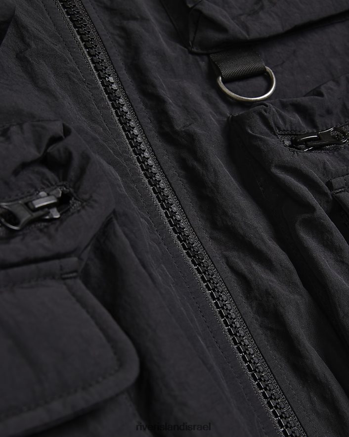 לבוש River Island ז'קט רב כיסים בכושר רגיל שָׁחוֹר גברים BDZ4085909
