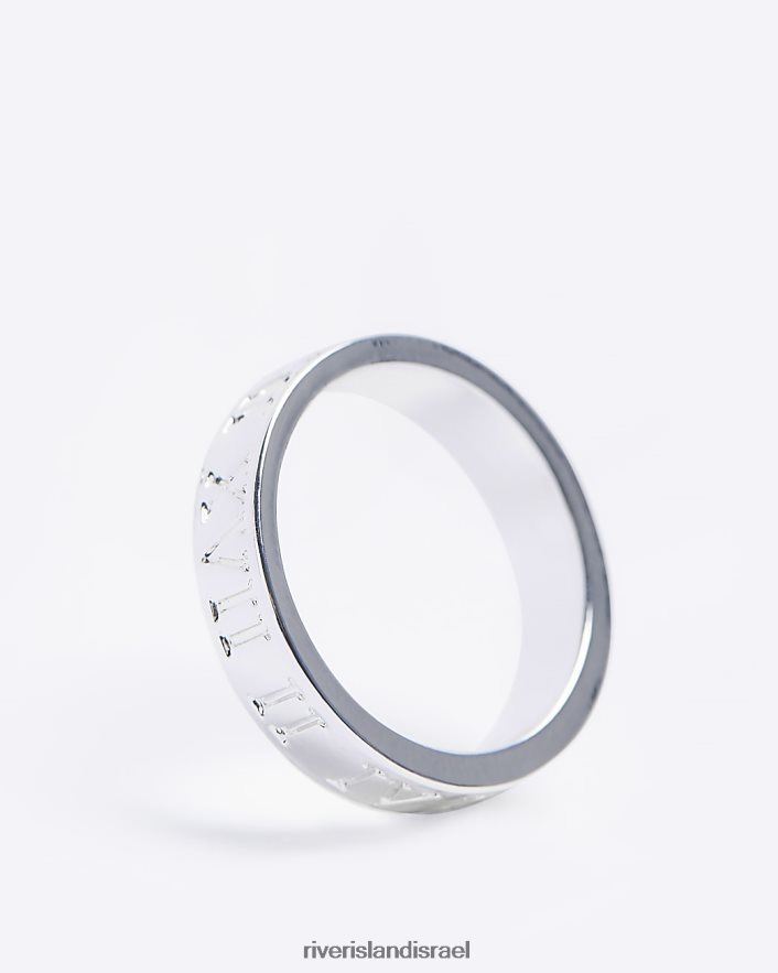 אביזרים River Island טבעת חריטה בצבע כסף גברים BDZ4085913