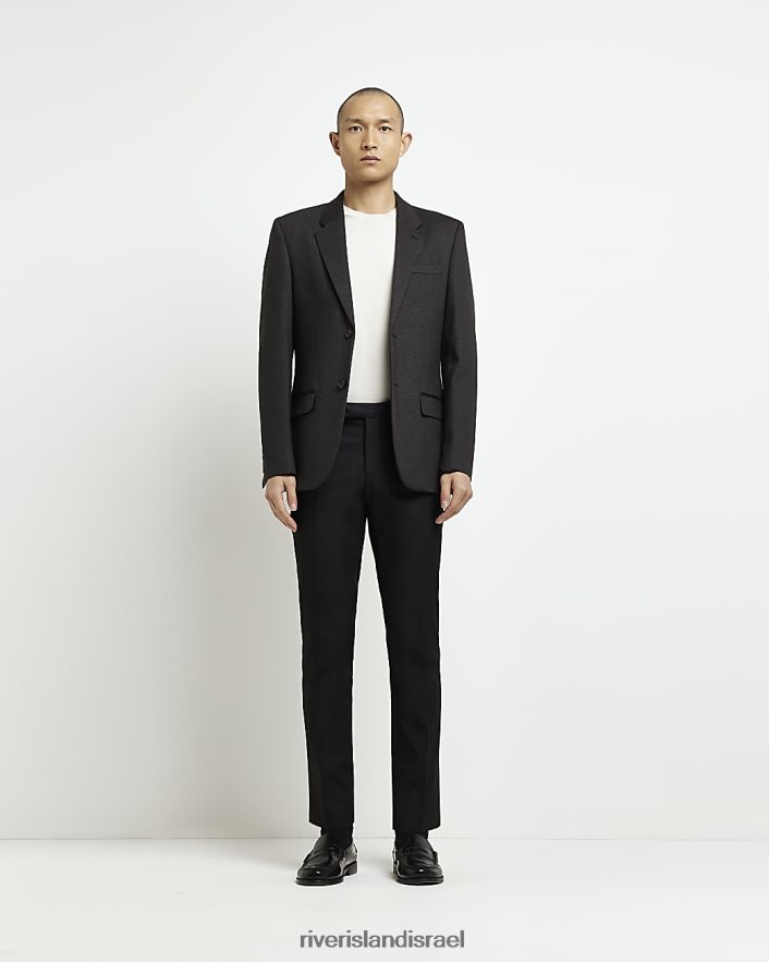 לבוש River Island בלייזר בעל מרקם לא מרופד בגזרה דקיקה אפור גברים BDZ4085919