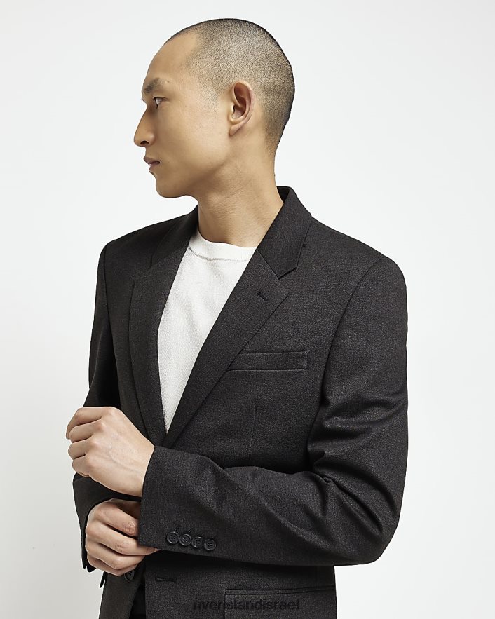 לבוש River Island בלייזר בעל מרקם לא מרופד בגזרה דקיקה אפור גברים BDZ4085919