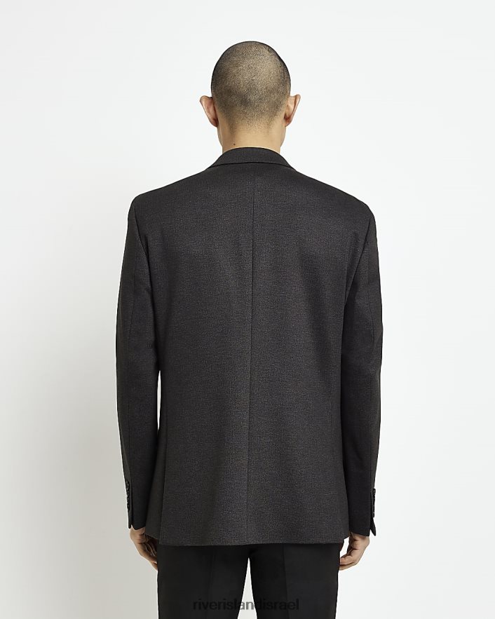 לבוש River Island בלייזר בעל מרקם לא מרופד בגזרה דקיקה אפור גברים BDZ4085919