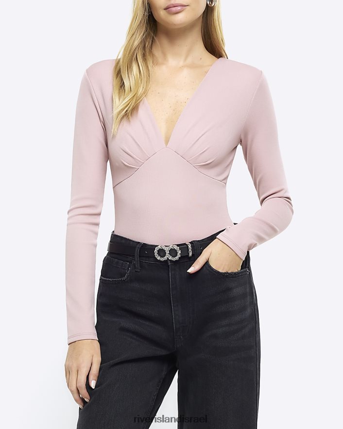 לבוש River Island בגד גוף עם שרוולים ארוכים וָרוֹד נשים BDZ408594