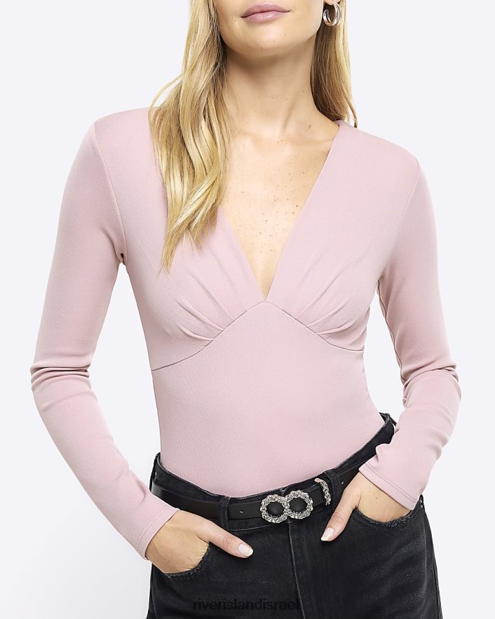לבוש River Island בגד גוף עם שרוולים ארוכים וָרוֹד נשים BDZ408594