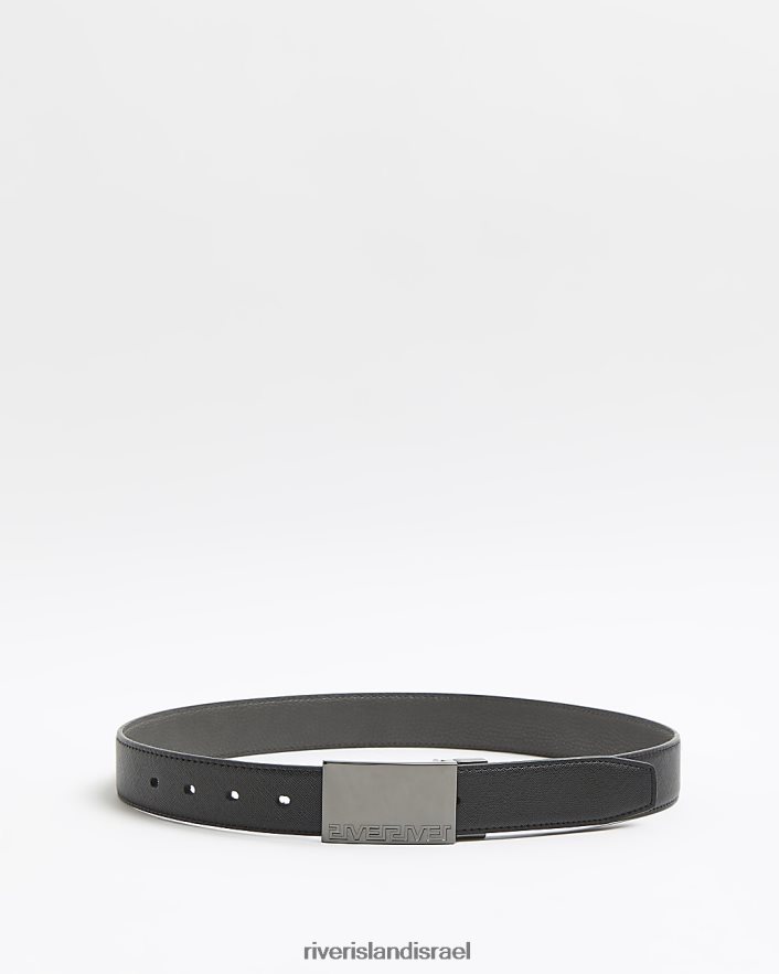 אביזרים River Island חגורת אבזם צלחת שָׁחוֹר גברים BDZ4085957