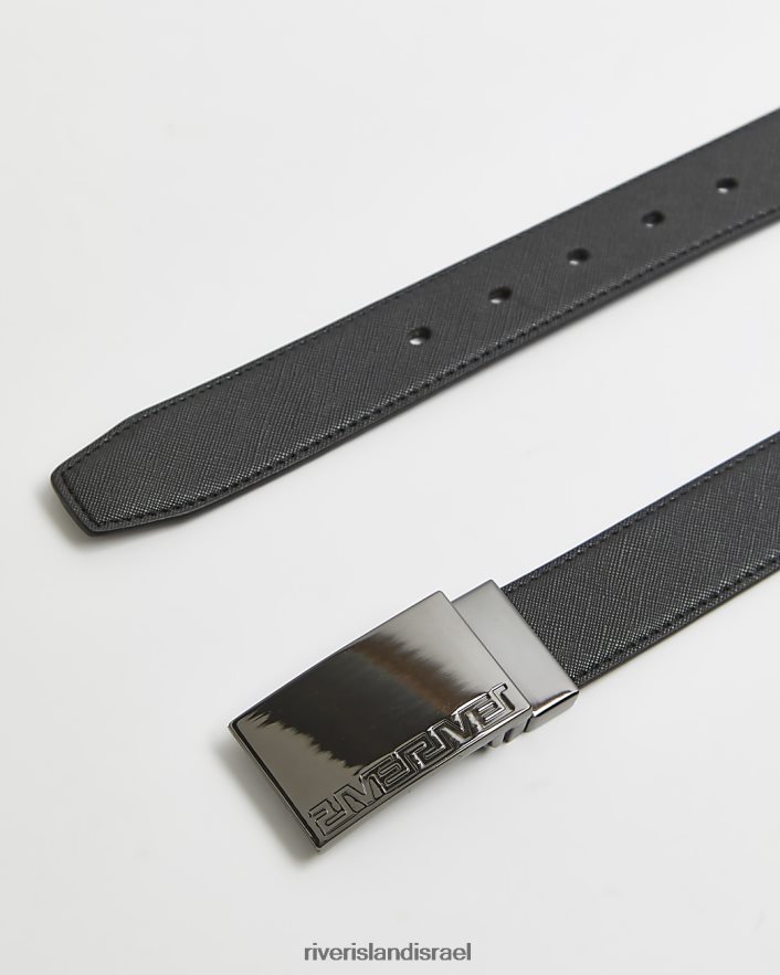 אביזרים River Island חגורת אבזם צלחת שָׁחוֹר גברים BDZ4085957