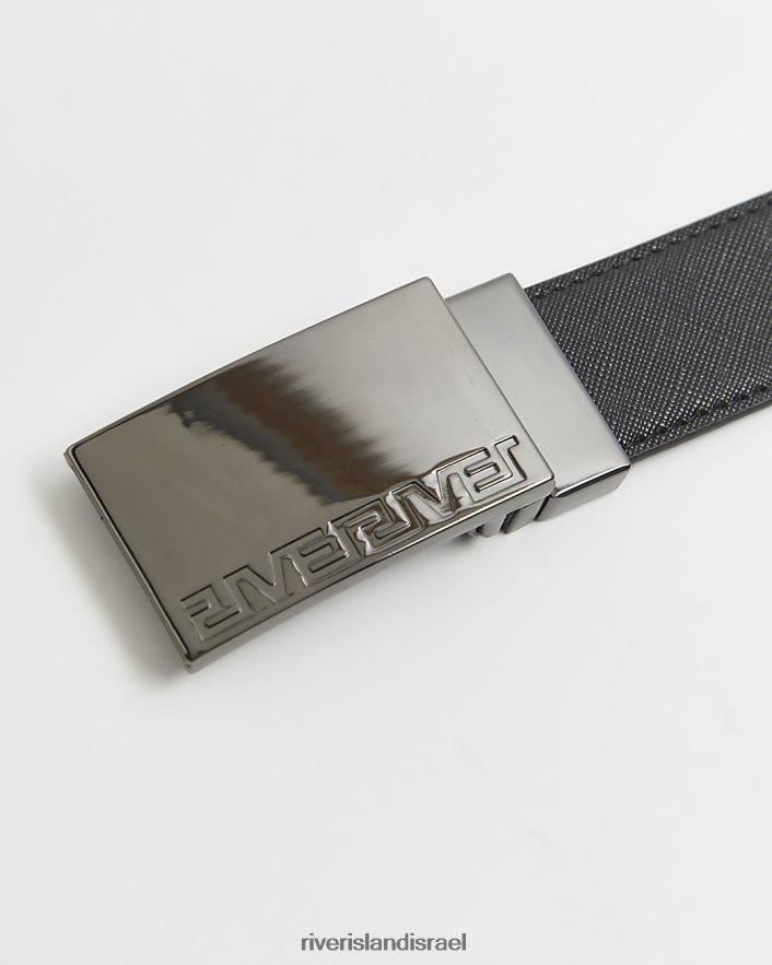 אביזרים River Island חגורת אבזם צלחת שָׁחוֹר גברים BDZ4085957