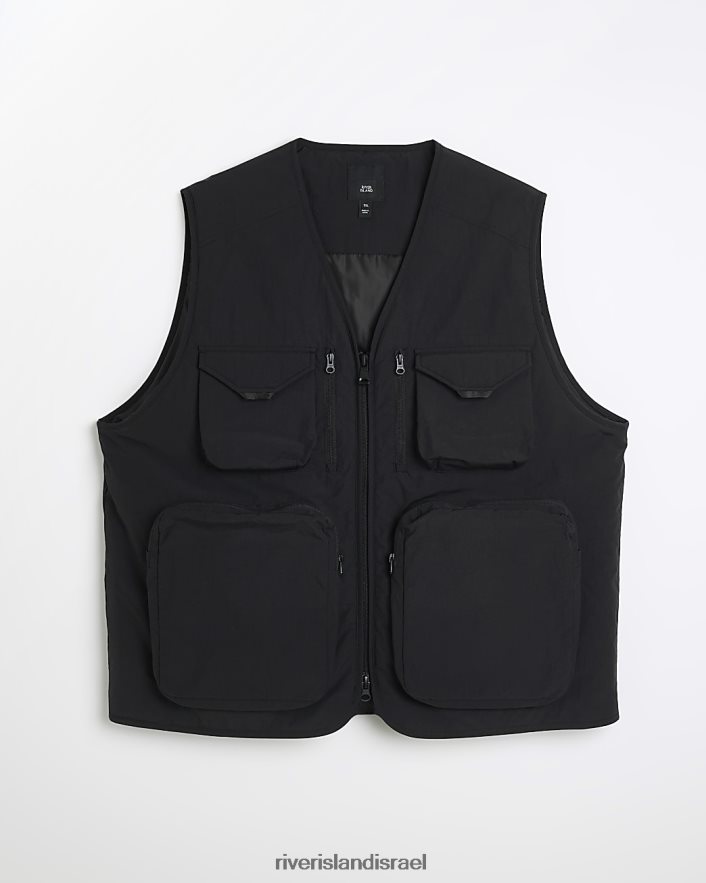 לבוש River Island ג'לט רב-כיס גדול וגבוה שָׁחוֹר גברים BDZ4085977