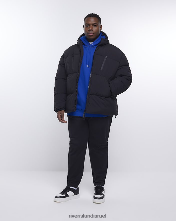 לבוש River Island ז'קט קפוצ'ון גדול וגבוה שָׁחוֹר גברים BDZ4085981