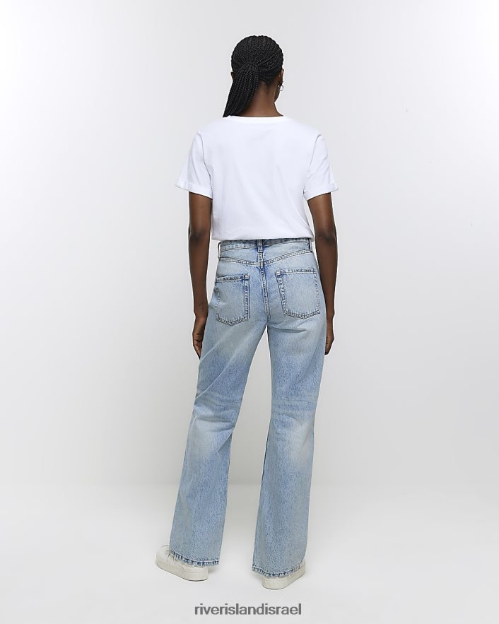 לבוש River Island מכנסי ג'ינס רגועים עם מותניים גבוהים דֵנִים נשים BDZ4085