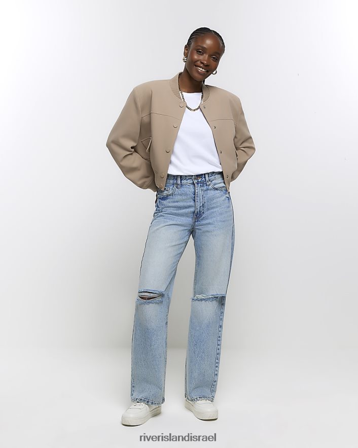 לבוש River Island מכנסי ג'ינס רגועים עם מותניים גבוהים דֵנִים נשים BDZ4085