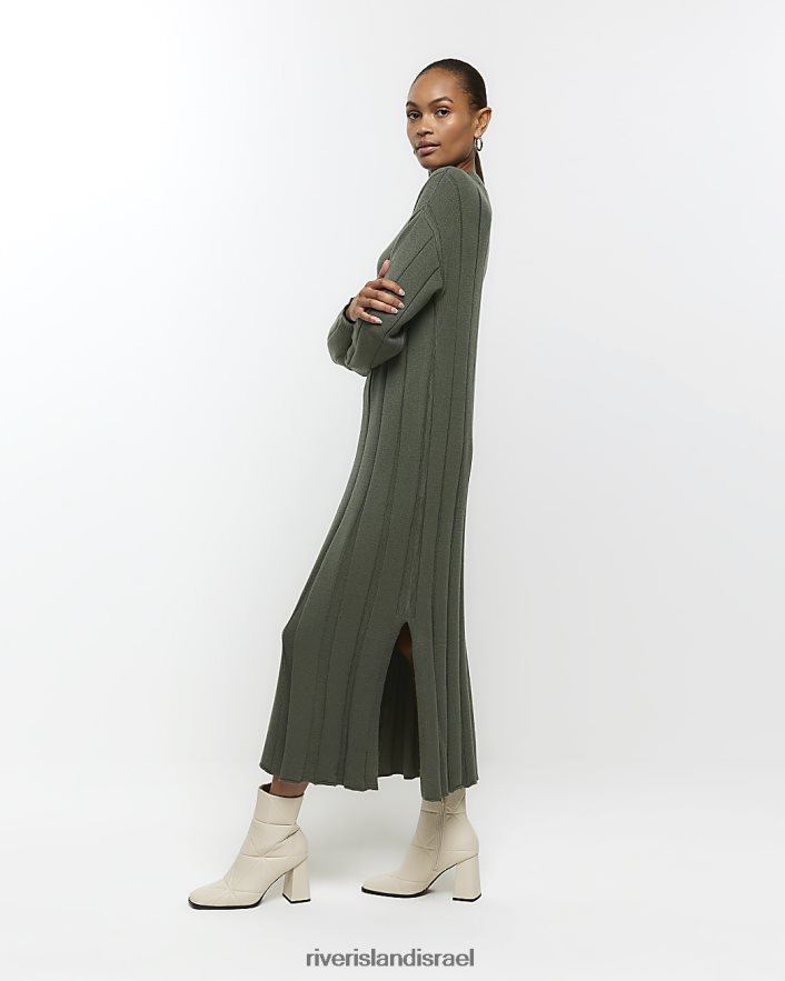 לבוש River Island שמלת מקסי מגשר עם צווארון גבוה חָקִי נשים BDZ40860