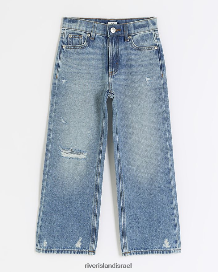 לבוש River Island ג'ינס ישר קרעים כְּחוֹל בנות BDZ4086000