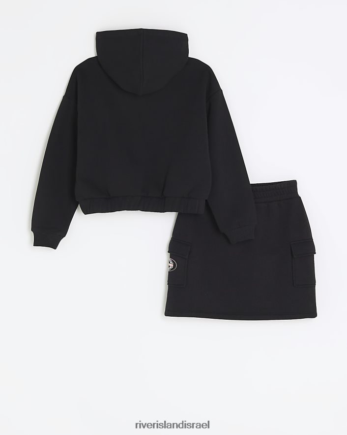 לבוש River Island סט קפוצ'ון וחצאית אספן שָׁחוֹר בנות BDZ4086005