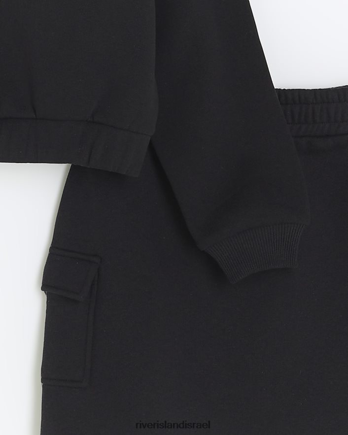 לבוש River Island סט קפוצ'ון וחצאית אספן שָׁחוֹר בנות BDZ4086005