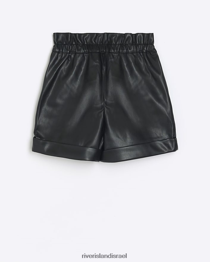 לבוש River Island מכנסיים קצרים מעור מלאכותי שָׁחוֹר בנות BDZ4086012