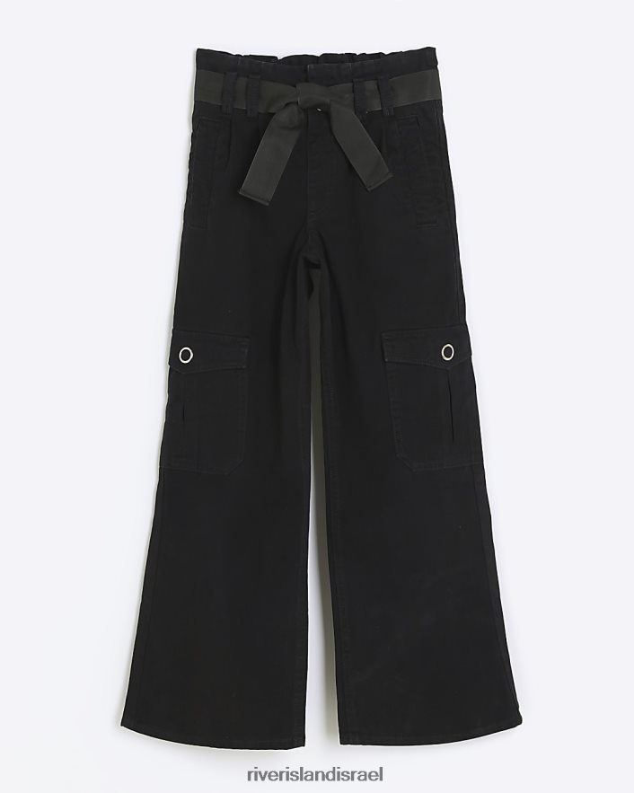 לבוש River Island מכנסי נגר חגורים שָׁחוֹר בנות BDZ4086028