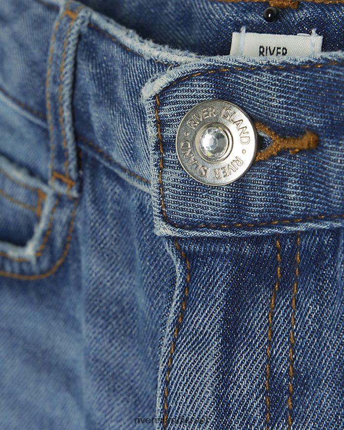 לבוש River Island ג'ינס אמא קרוע ברשת דייגים כְּחוֹל בנות BDZ4086032