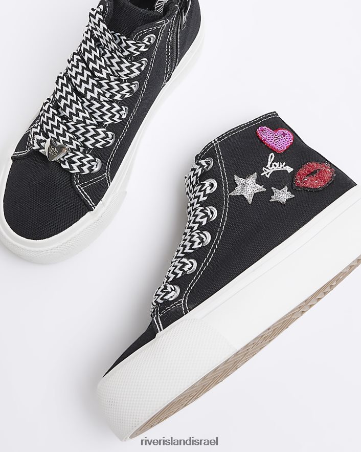 הַנעָלָה River Island נעלי ג'י תיקון גבוהות שָׁחוֹר בנות BDZ4086061