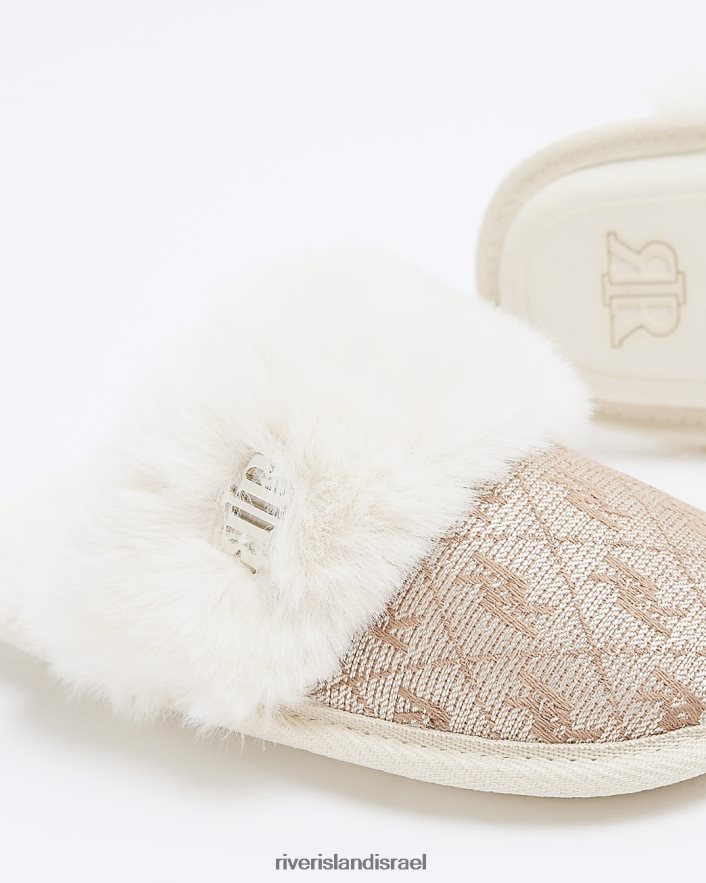 הַנעָלָה River Island נעלי ג'קארד פרווה מלאכותית בז' בנות BDZ4086063