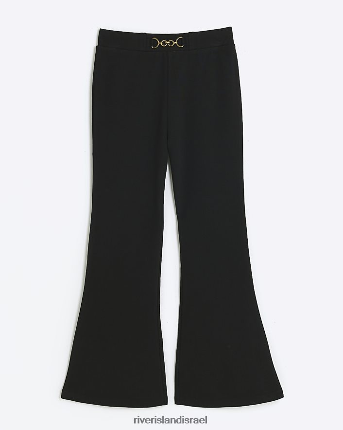 לבוש River Island מכנסי ג'רסי מתרחבים שָׁחוֹר בנות BDZ4086071