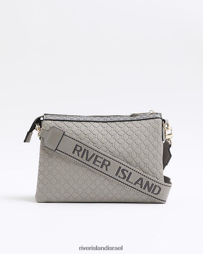 אביזרים River Island תיק רי קרוס גוף מובלט אפור נשים BDZ408609