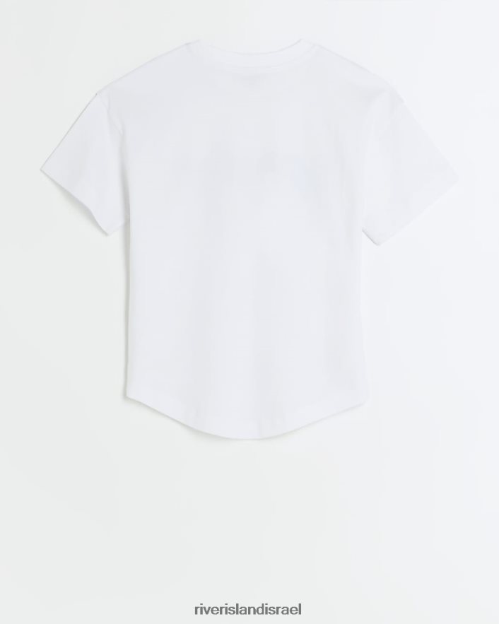 לבוש River Island חולצת טריקו בהדפס לב לבן בנות BDZ4086100