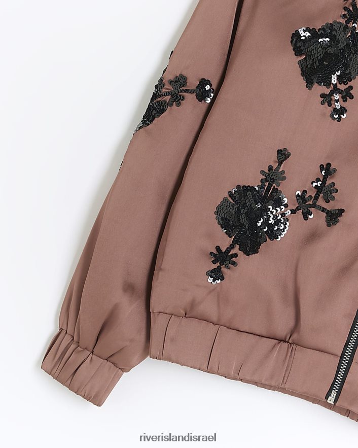 לבוש River Island ז'קט בומבר רקום פרחוני וָרוֹד בנות BDZ4086102