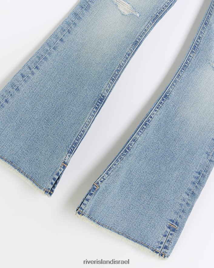 לבוש River Island ג'ינס עם קרעים מתלקחים כְּחוֹל בנות BDZ4086113