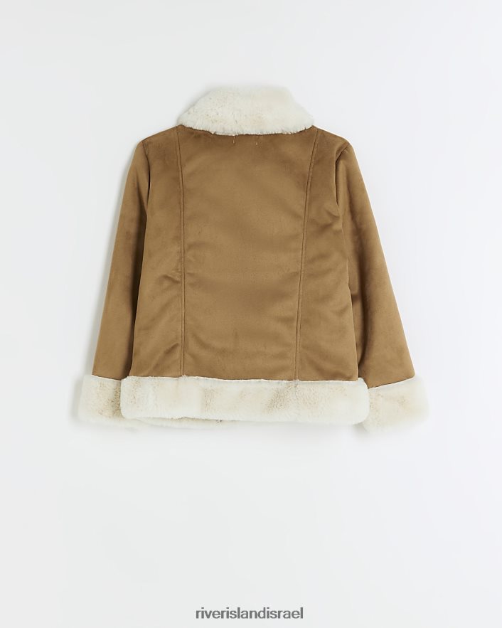 לבוש River Island ז'קט טייסים זמש חום בנות BDZ4086119