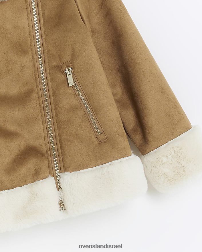 לבוש River Island ז'קט טייסים זמש חום בנות BDZ4086119