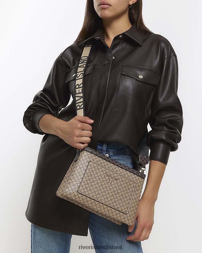 אביזרים River Island תיק מונוגרם מונוגרמי חום נשים BDZ408611