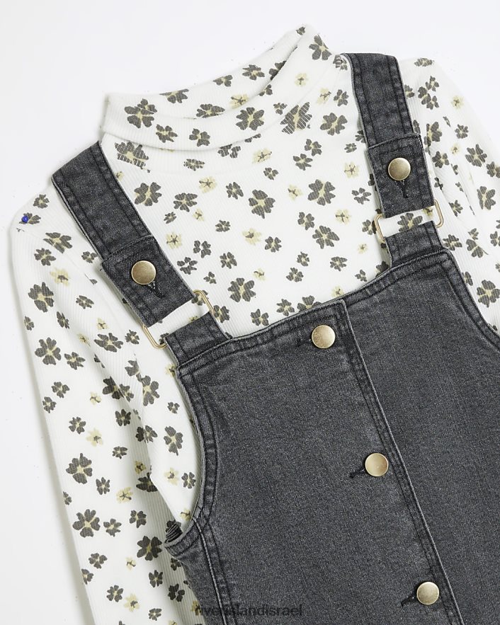 לבוש River Island סט שמלות ג'ינס פינפור אפור בנות BDZ4086131