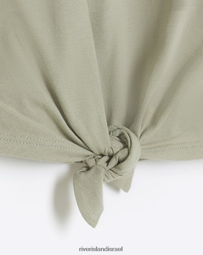 לבוש River Island חולצת טריקו קשירה קדמית חָקִי בנות BDZ4086138