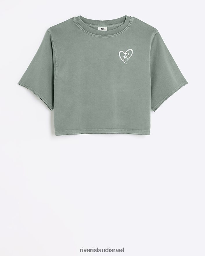 לבוש River Island חולצת טריקו עם שרוולים נמוכים חָקִי בנות BDZ4086141
