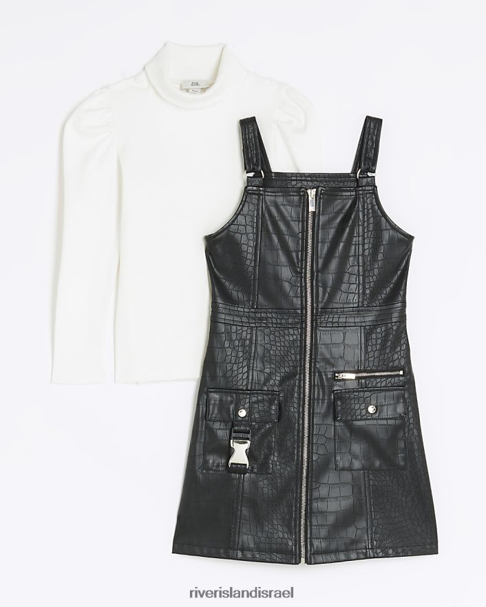 לבוש River Island שמלת עור מלאכותית שָׁחוֹר בנות BDZ4086146