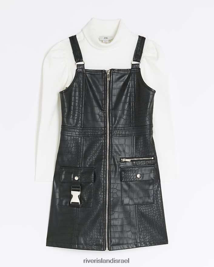 לבוש River Island שמלת עור מלאכותית שָׁחוֹר בנות BDZ4086146