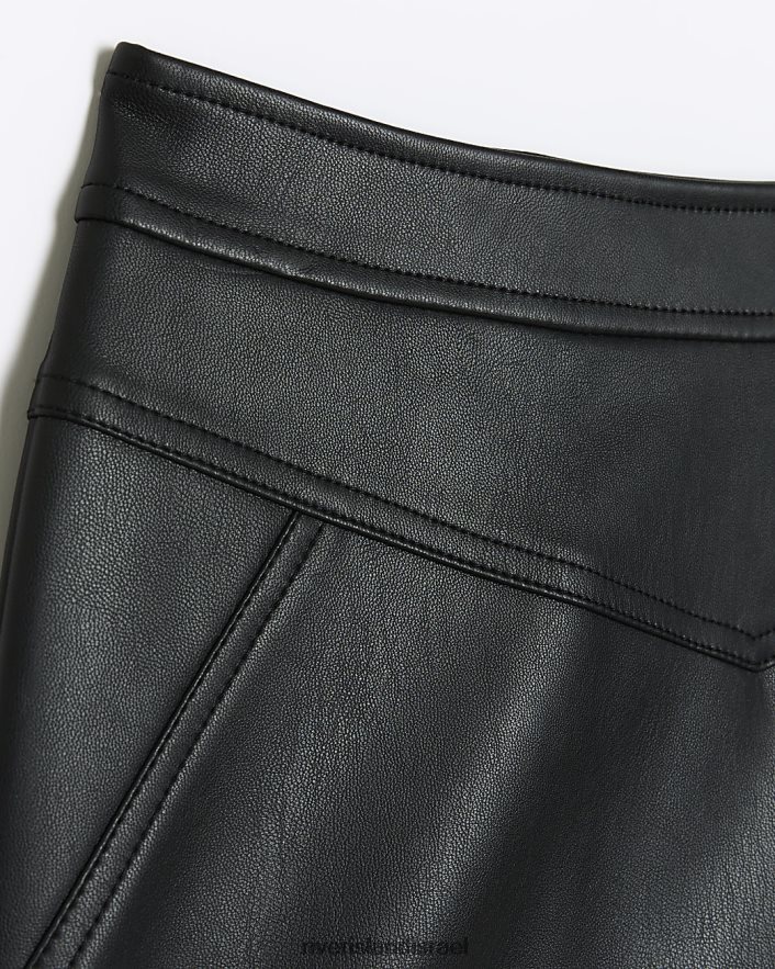 לבוש River Island חצאית תפר מעור מלאכותי שָׁחוֹר בנות BDZ4086153