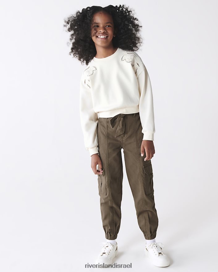 לבוש River Island מכנסי מטען חגורים חָקִי בנות BDZ4086162