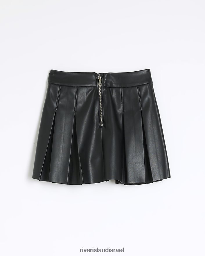 לבוש River Island חצאית קפלים מעור מלאכותי שָׁחוֹר בנות BDZ4086177