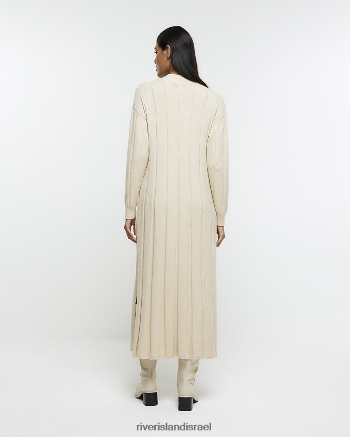 לבוש River Island שמלת מקסי מגשר עם צווארון גבוה בז' נשים BDZ40861