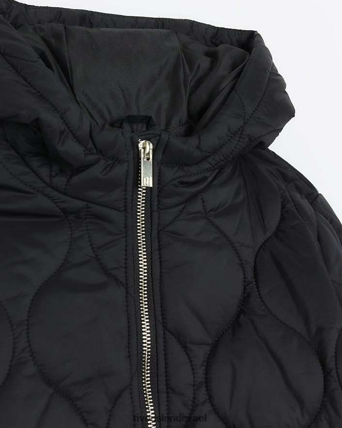לבוש River Island ג'קט קפוצ'ון מרופד שָׁחוֹר בנות BDZ4086220